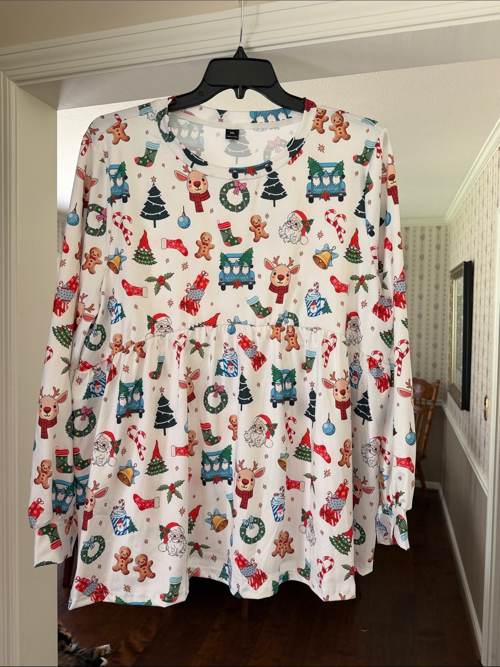 NWOT Christmas Babydoll Top